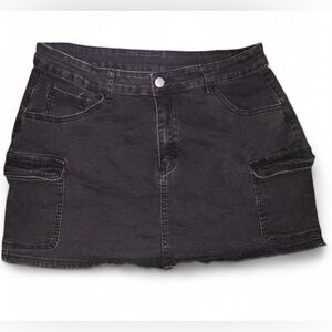 Black Denim Mini Skirt